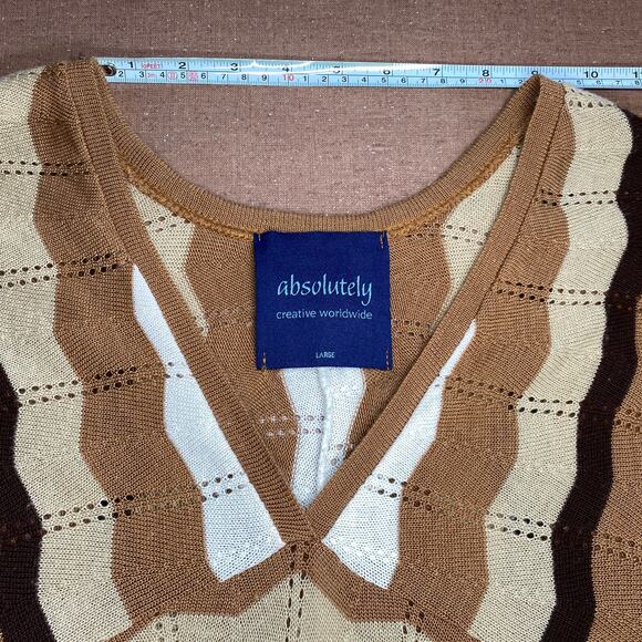 Y2k Absolutely Creative Striped Lightweight Babydoll Sweater Boho Indie Large - Picture 4 of 9